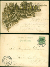 Wiesbaden Litho-AK Gruss aus ..... zwei Ansichten 1898 nach Kaiserslautern(d9127