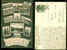 Bad Salzschlirf a.M. sw-AK 12 kleine Ansichten 1907 nach Hamburg (d9140)