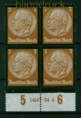 dt. Reich Mi # 548 HAN postfrisch Unterrand-4er-Block Hindenburg-Trauerma(54766)