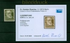 DDR Mi #  334 z XI  postfrisch Kpfe II 25 Pfg. Kurzbefund Dr. Ruscher BPP (53882)