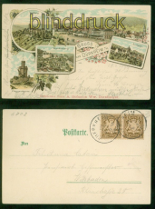 D�rkheim Litho-AK Gru� vom ..... f�nf Ansichten 1899 nach Wiesbaden (d9464)