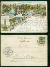 Bad Ems Litho-AK Gruss aus ..... vier Ansichten 1898  nach Heidelberg (d9472)