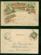 Frankenthal Litho-AK Gruss aus ..... vier Ansichten 1897 nach Wallertheim(d9478)