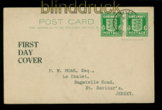 dt. Besetzung 2. WK Guernsey Mi # 1 waagerechtes Paar auf FDC-Karte (54669)