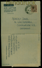 Nigeria Luftpostleichtbrief aus Lagos 1950 nach Lauterbach (54751)