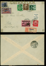 Memel Mi # III/I MiF R-Brief Memel 28.3.1939 Not-R-Zettel nach Lbeck (54942)