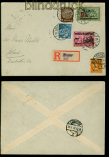 Memel Mi # III/II MiF R-Brief Memel 28.3.1939 Not-R-Zettel nach Lbeck (54943)