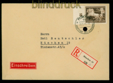 dt. Reich Mi # 747 EF auf Orts-R-Brief Mnchen 29.3.1941 Braune Band 1940(55012)