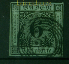 Baden Mi #  3 a gestempelt 6 Kreuzer Nummernstempel 24 (55074)