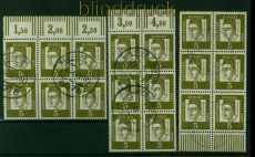 Bund Mi #  347 y gestempelt drei 6er-Blcke teilweise vom Oberrand (55232)