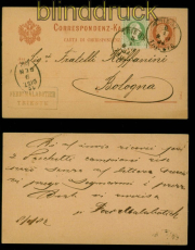 sterreich GSK P 27 mit Zusatzfrankatur Mi # 36 Triest 8.1.1882 Bologna (54965)