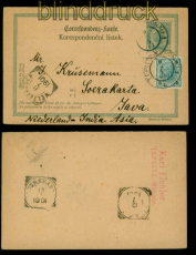 sterreich GSK P 142 mit Zusatzfrankatur Mi # 72 Teplitz 1901 nach Java (54968)