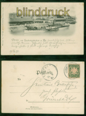 Ludwigshafen sw-AK Gruss aus ..... Teilansicht mit Dampfschiff 1897 (d9494)