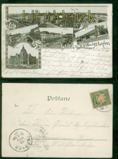 Ludwigshafen Litho-AK Gruss aus ..... fnf Ansichten 1898 nach Speyer (d9496)