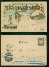 Ludwigshafen Litho-AK Gruss aus ..... drei Ansichten 1898 nach Hamburg (d9497)