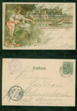 Mainz Litho-AK Deutsche Gartenbau-Ausstellung 1901 nach Delmenhorst (d9512)