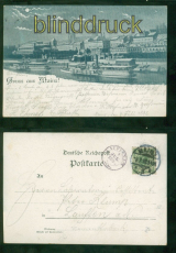 Mainz Mondschein-AK Gruss aus ..... Raddampfer 1898 nach Lauffen (d9513)