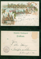 Mainz Litho-AK Gruss aus ..... drei Ansichten 1898 nach Lauffen (d9518)