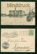 Mainz sw-AK Zollhafen 1905 Bickerdike-Stempel nach Darmstadt (d9527)