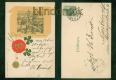 Mainz farb-Prge-AK Blick vom Stephansthurm 1902 nach Nierstein (d9529)