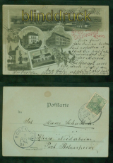 Osthofen Mondschein-AK Gruss aus ..... fnf Ansichten Bahnpost 1901 (d9533)