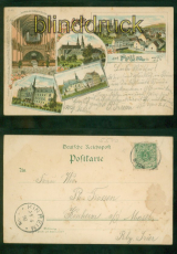 Prm Litho-AK Gruss aus .....  fnf Ansichten 1898 nach Kinheim (d9546)