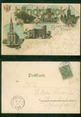 Trier Litho-AK Gruss aus ..... fnf Ansichten 1900 nach Gimbsheim (d9554)