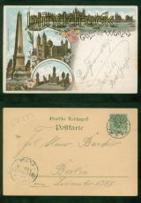 Worms Litho AK Gruss aus .... vier Ansichten 1898 nach Berlin (d9564)