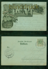 Worms Mondschein-AK Gruss aus .... drei Ansichten 1899 Bahnpost (d9568)