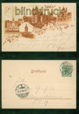 Worms Litho AK Gruss aus .... vier Ansichten 1899 nach Mannheim (d9572)