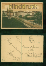 Saarbrcken farb-AK Luisenbrcke mit Schloss Cafe 1918 nach Paris (d9584)