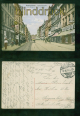 Saarbrcken farb-AK Bahnhofstrae mit Bergamt Feldpost 1915 nach Regensburg (d9586)