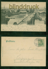Saarbrcken sw-AK Alte Brcke mit Kaiser-Denkmal 1905 nach Leipzig (d9588)