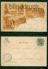 Chemnitz Litho-AK Gruss aus ..... vier Ansichten 1899 nach Plauen (d9592)