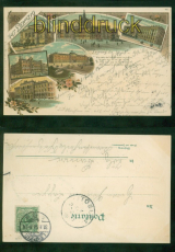 Leipzig Litho-AK Gruss aus .... sechs Ansichten 1898 nach Tlz (d9609)