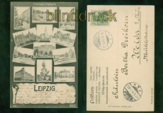 Leipzig sw-AK 12 kleine Ansichten 1904 aus P�cha nach Weida (d9613)