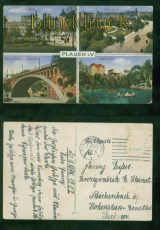 Plauen i. V. farb-AK Knig vier Ansichten Feldpost 1917 nach Reichenbach (d9626)