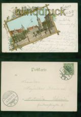 Riesa Litho-AK Gruss aus .... Marktplatz 1900 nach Mittweida (d9633)