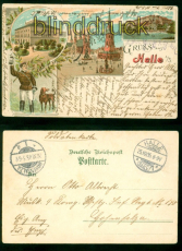 Halle a/S. Litho-AK Gruss aus ..... vier Ansichten 1905 nach Hohensalza (d9645)