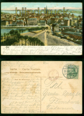 Kiel farb-AK Teilansicht 1907 Hotelstempel nach Flensburrg (d9686)