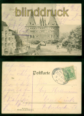 Lbeck sw-AK Gruss aus ..... Holstentor Bahnpost 1907 nach Osnabrck (d9700)
