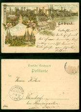 Lbeck Litho- AK Gruss aus ..... vier Ansichten 1897 nach Wendorf (d9704)