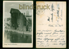 Danzig sw-AK Krantor und Marienturm 1944 nach Miltitz bei Kamenz (d9753)