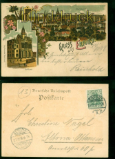 Erfurt Litho-AK Gruss aus .... zwei Ansichten 1908 nach Altona-Ottensen (d9723)