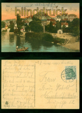 Jena farb-AK Saalepartie mit Hausberg 1910 nach Neustadt (d9741)
