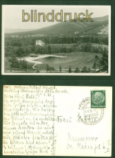 Krummhbel Riesengebirge sw-AK Strandbad mit Schneekoppe 1938 nach Hannover(d9862)