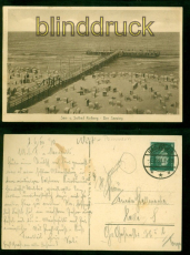 Kolberg See- und Solbad sw-AK Der Seesteg 1930 nach Halle/Saale (d9832)