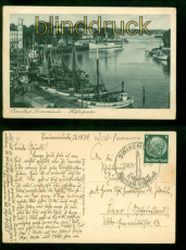 Swinemnde Ostseebad sw-AK Hafenpartie 1939 nach Leer (d9834)