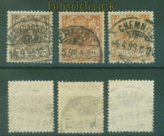 dt. Reich Mi #  45 b I, 45 c I und 45 ca I gestempelt geprft BPP (55780)