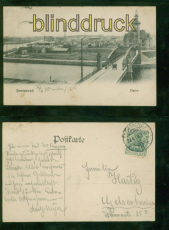 Dortmund sw-AK Hafen 1908 nach Gelsenkirchen (d9358)